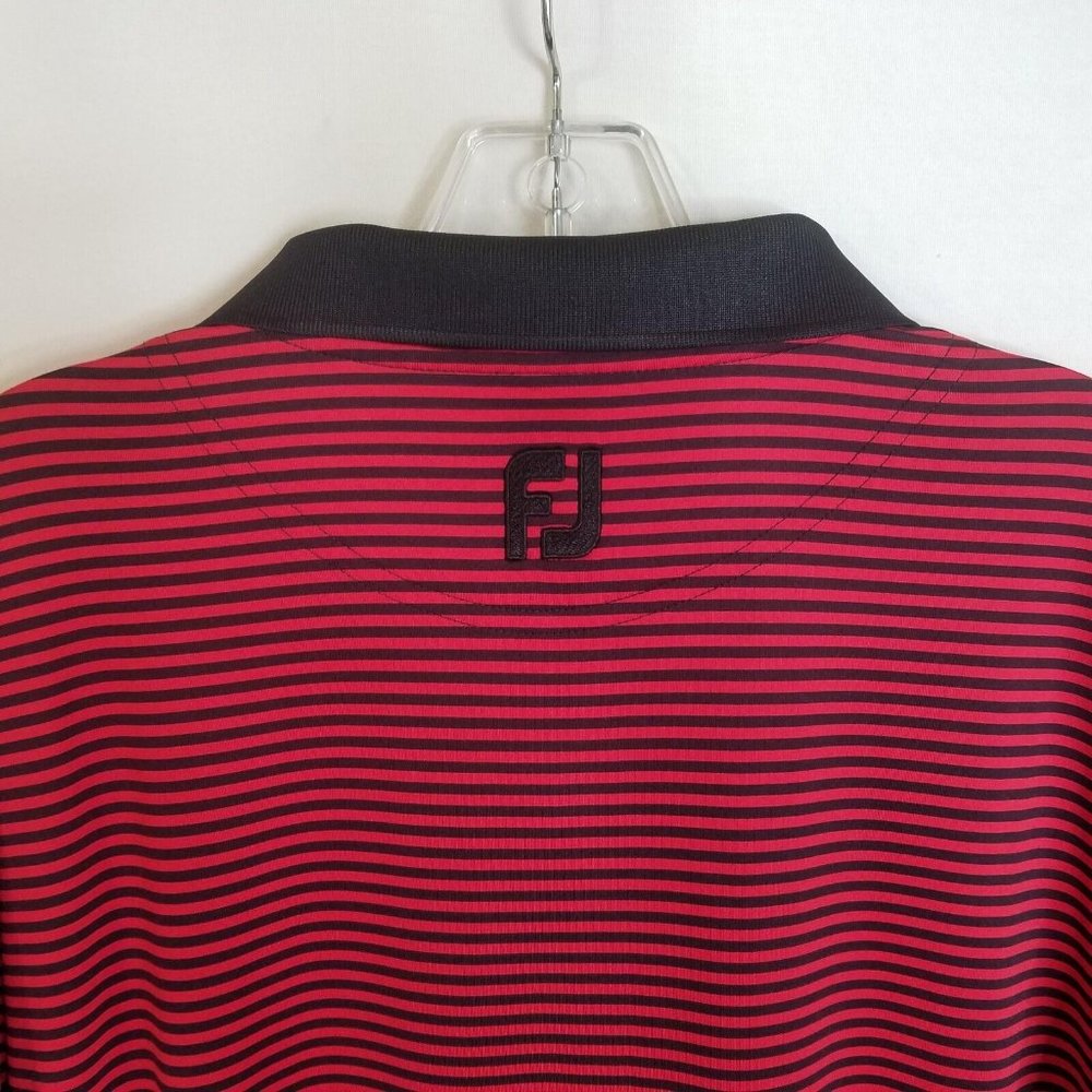 FootJoy FJ Black Red Striped Polo Golf Short Sleeve Shirt Mens Size XL G324P
